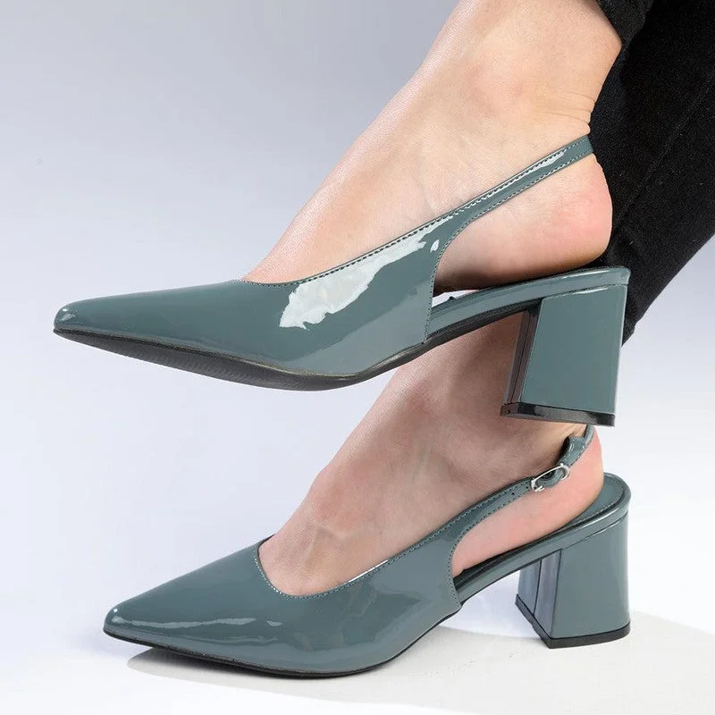 Madison Palmer Slingback Low Block Heel Court - Blue Grey Tech - Inspired Sneaker Look  