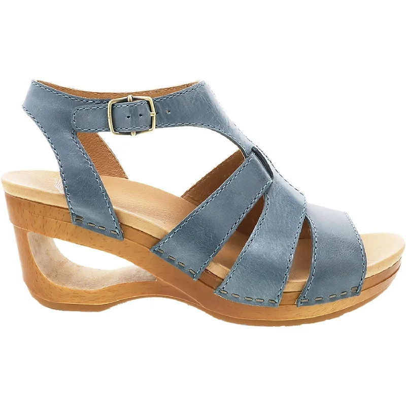 Women's Dansko Trudy Denim Waxy Calf Leather Distressed Leather Shoe Style  