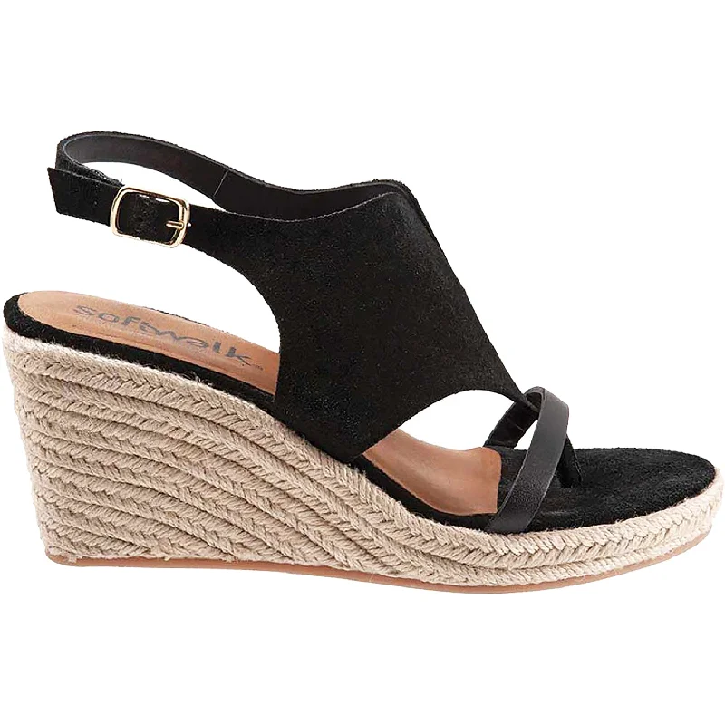 Women's SoftWalk Hudson Black Suede Leather Driving Shoe Style  