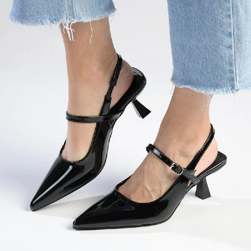 Madison Jakova Court Heels - Black Athleisure Derby Style  