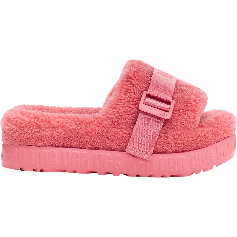 Women's UGG Fluffita Pink Blossom Sheepskin Strap - Up Sandal Resort Style  
