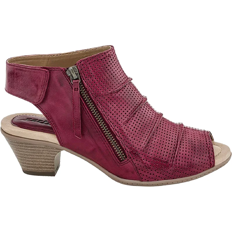 Women's Earth Hydra Regal Red Leather Zip - Up Boot Style  