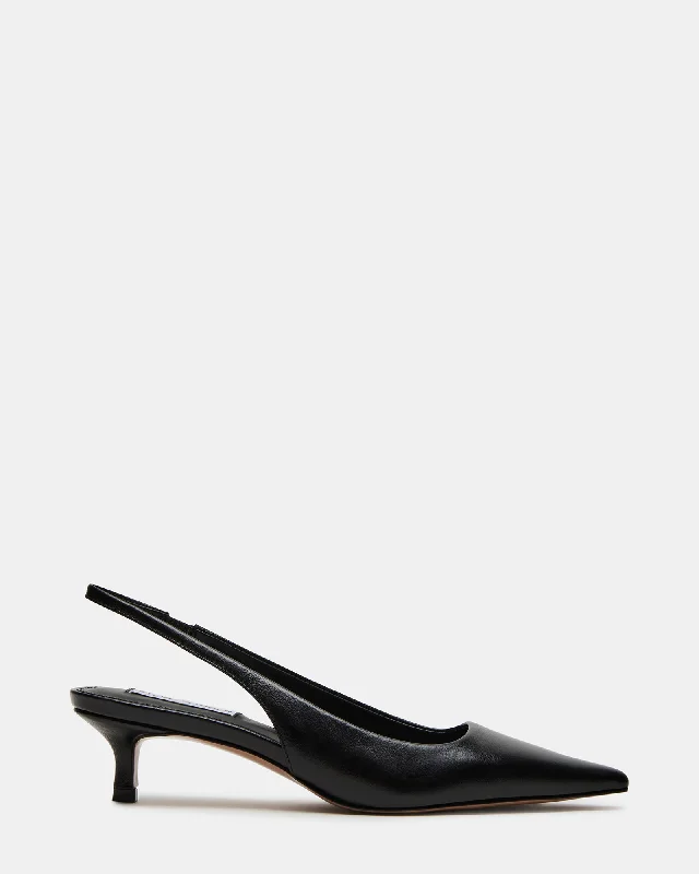 KARI BLACK LEATHER Retro Plimsoll Style  