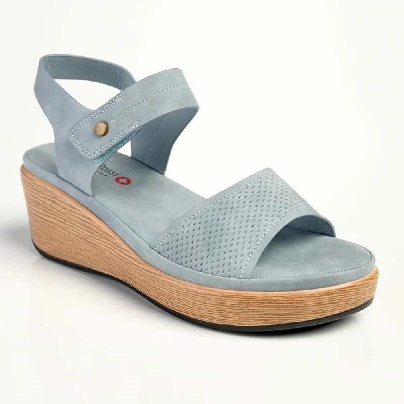 Franco Rossi Comfort Wedge Sandal - Blue Desert Boot Utility Style  