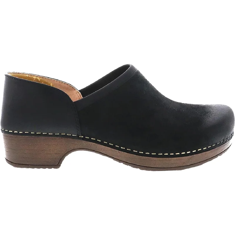 Women's Dansko Brenna Black Burnished Suede Quilted Shoe Design  