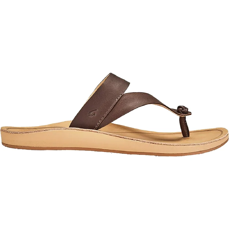 Women's OluKai Kaekae Ko'o Kona Coffee Leather Blue Coast Loafer Aesthetic 