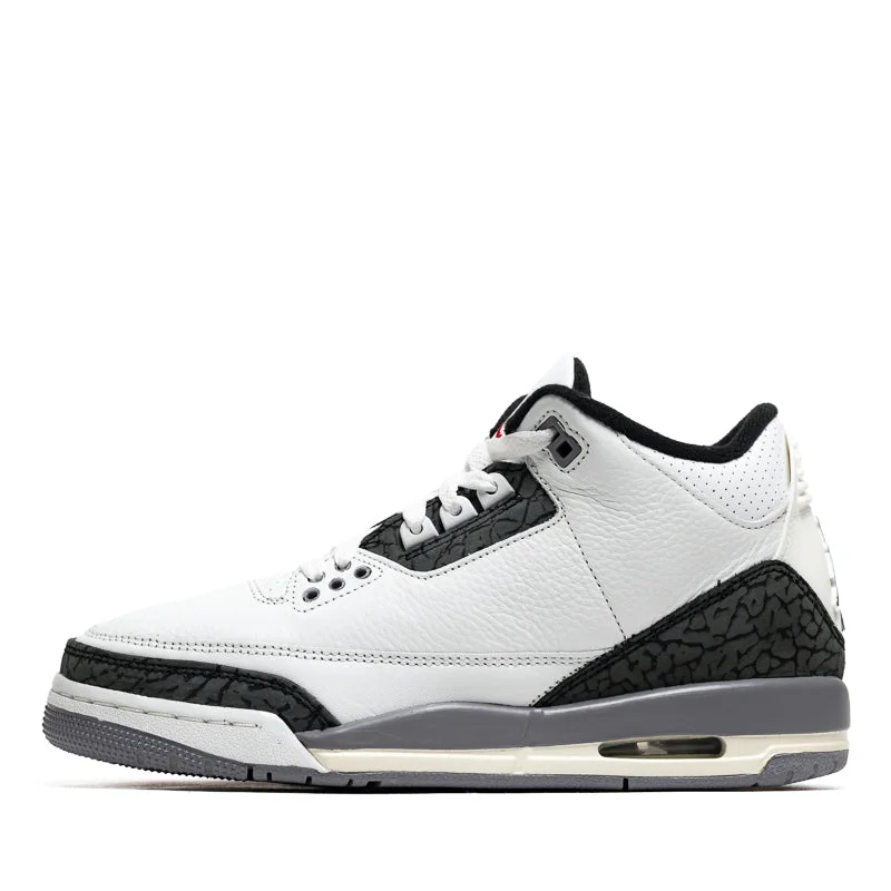 Air Jordan 3 Retro 'Cement Grey' (GS) - Summit White/Fire Red Single - Buckle Monk Look  