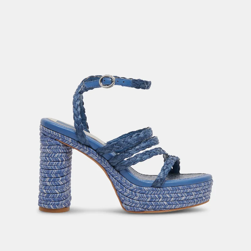 CATINA HEELS BLUE RAFFIA Mod Oxford Design  
