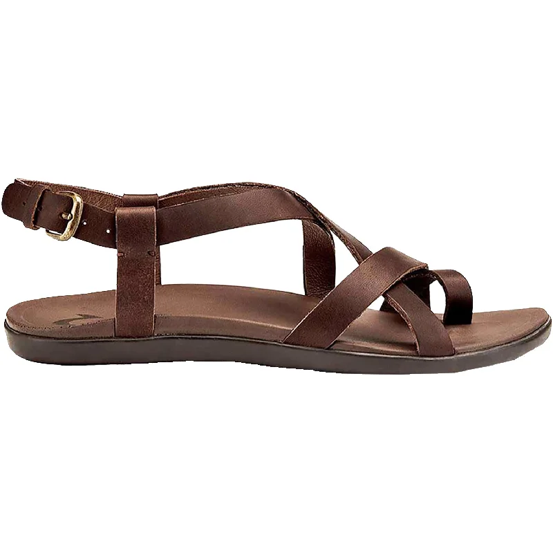 Women's OluKai Upena Kona Coffee Leather Desert Boot Utility Style  