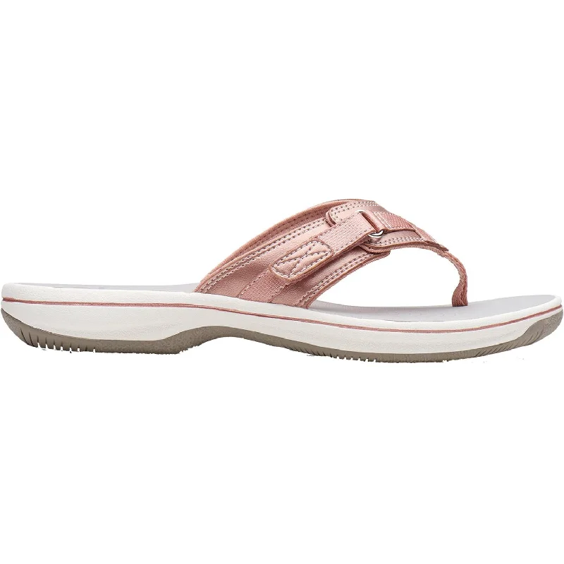 Women's Clarks Cloudsteppers Breeze Sea H Rose Gold Synthetic Performance Running Sneaker Look  