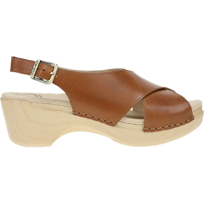 Women's Dansko Sloane Tan Calf Leather Lightweight Tennis Sneaker Look  