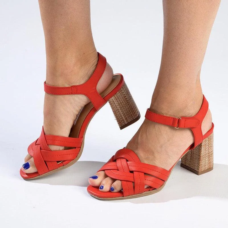 Soft Style By Hush Puppies Quasar Strappy Heel Sandals - Red Ankle - High Military Boot Style Soft Style By Hush Puppies Quasar Strappy Heel Sandals - Red Ankle - High Military Boot Style