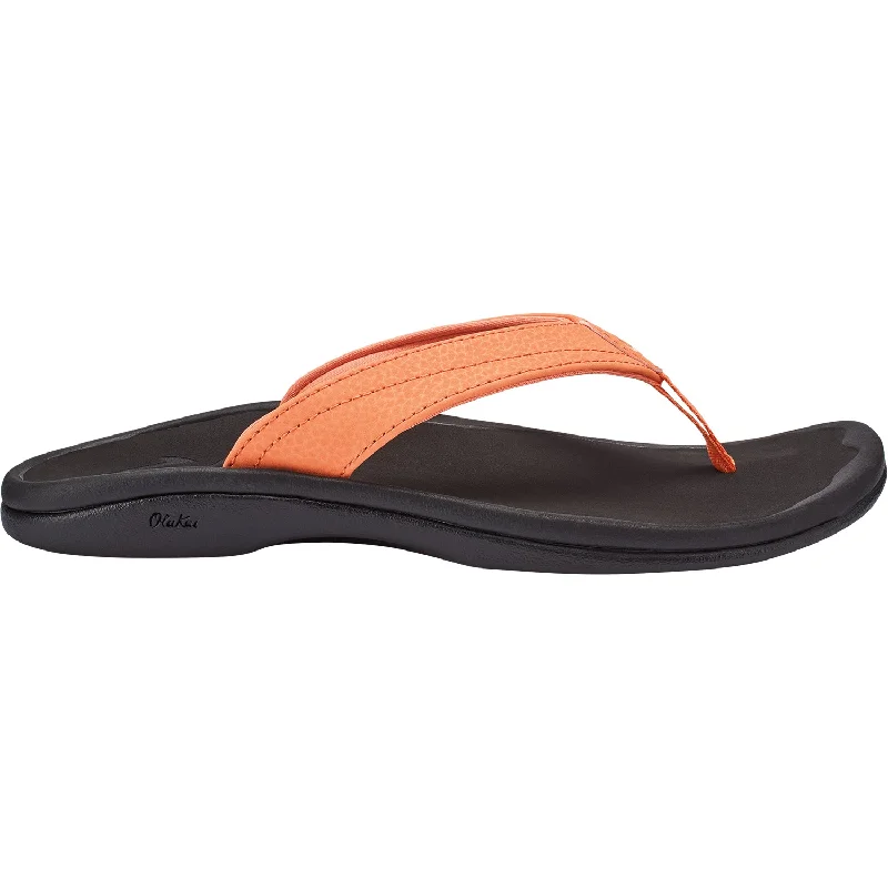 Women's OluKai Ohana Shell Coral/Black Synthetic Ivy League - Inspired Derby Look 