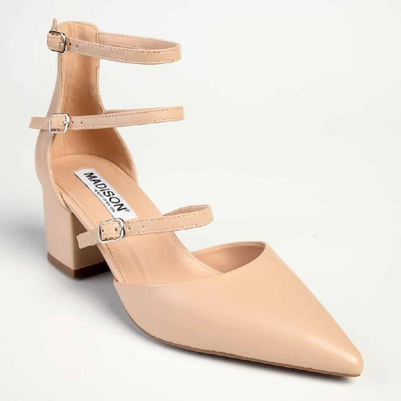 Madison Ivy Low Block Heel - Nude Artisan - Crafted Loafer Style  