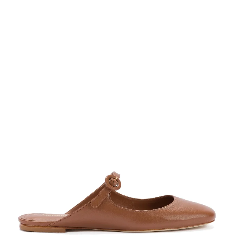 Blair Flat Mule In Caramel Leather Ivy League Loafer Look 