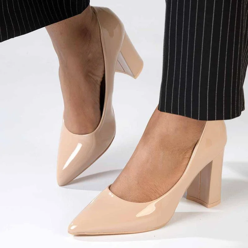 Madison Bora Low Block Heel Court - Nude Strap - Up Sandal Resort Style  