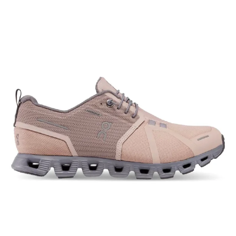 On Women's Cloud 5 Waterproof - Rose/Fossil Quick - Dry Hiking Shoe Style   