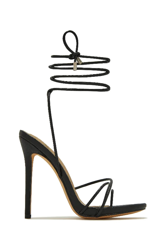 Whole Lotta Money Lace Up High Heels - Black Glow - in - the - Dark Shoe Design  