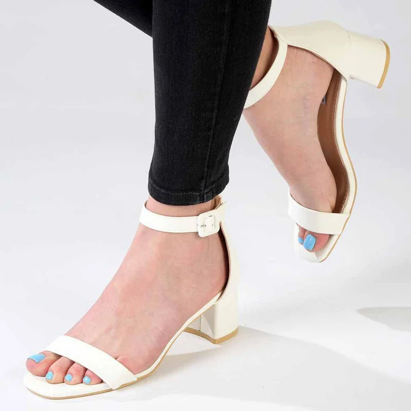 Madison Amira Block Heel Sandal - White Cowboy Boot Western Style  