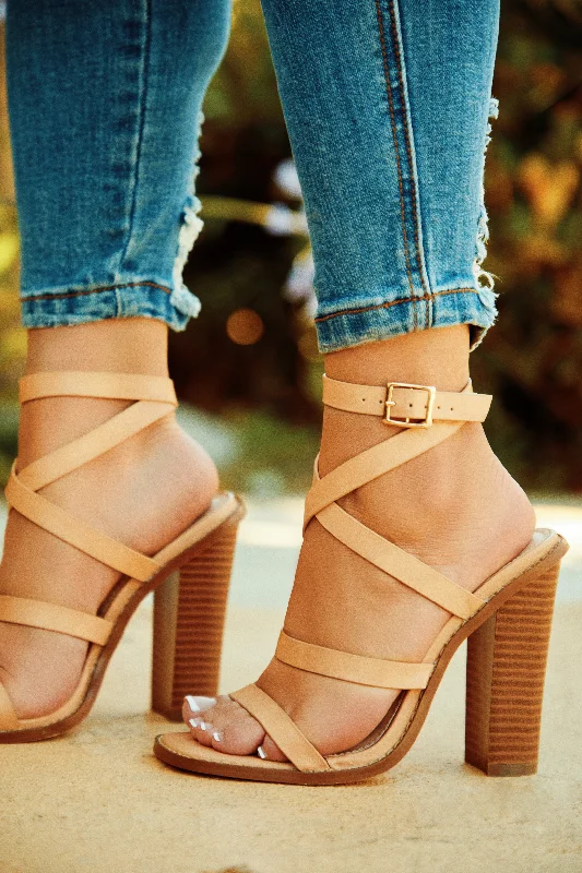 Jennie Strappy High Heels - Nude Tassel Driving Shoe Look 