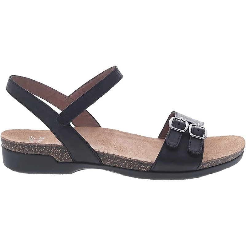 Women's Dansko Rebekah Black Waxy Burnished Leather Distressed Leather Shoe Style  