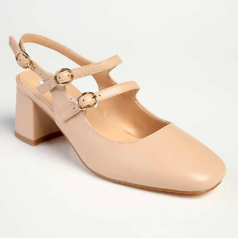 Madison Ivanna Block Heel - Nude Slide Sandal Beach Style  