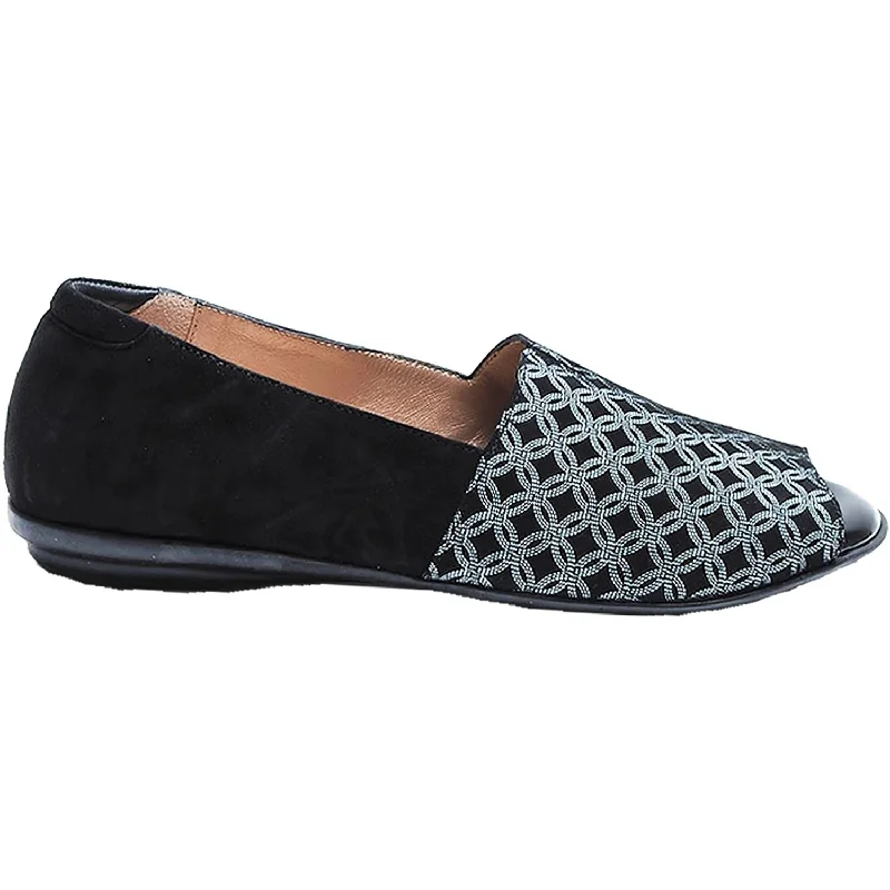 Women's BeautiFeel Rhea Black/White Circle Art Suede Retro Plimsoll Style  