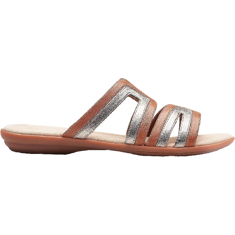 Women's Clarks Ada Lilah Tan Combi Leather Minimalist Sneaker Style  