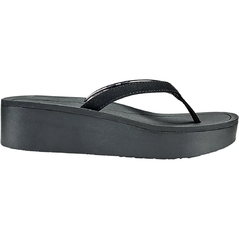 Women's OluKai Pi'o Lua Black Synthetic Upcycled Shoe Look  