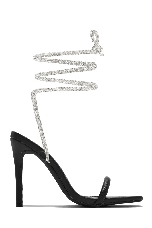 Pretty Girl Embellished Lace Up High Heels - Black Hip - Hop Sneaker Style  