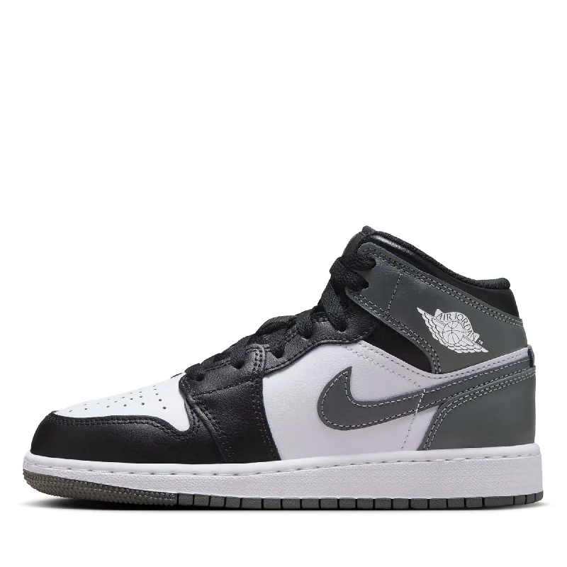 Air Jordan 1 Mid (GS) - Black/Iron Grey Performance Running Sneaker Look  