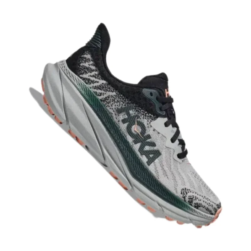 HOKA Women's Challenger 7 Trail Running Shoes - Harbor Mist/Spruce Wingtip Oxford Design 