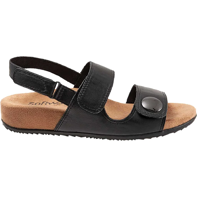 Women's SoftWalk Beatrice Black Leather Open - Lacing Derby Look  
