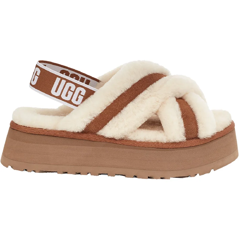 Women's UGG Disco Cross Slide Chestnut Sheepskin Dressy Chelsea Boot Style 