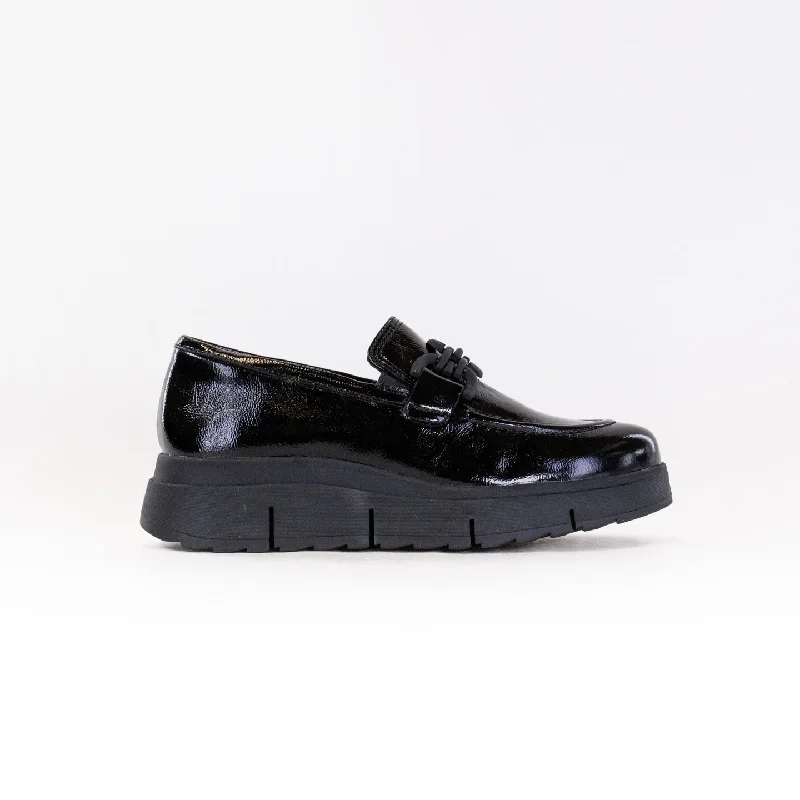 Clark's Loriini Izzy (Women's) - Black Patent Blue Coast Loafer Aesthetic 