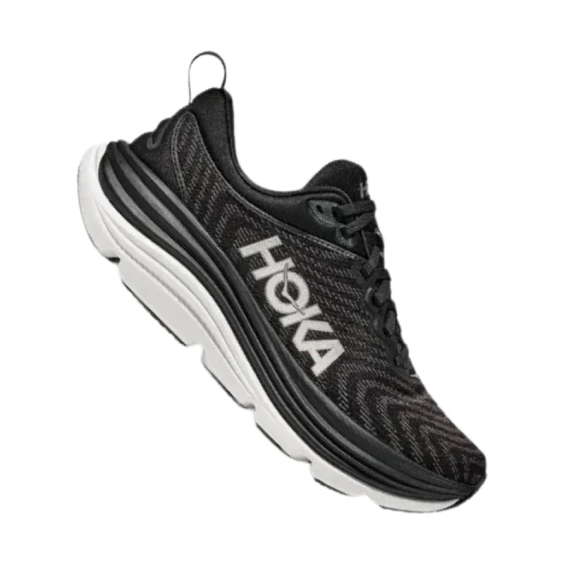 HOKA Women's Gaviota 5 Running Shoes - Black/White Business Monk Strap Style  