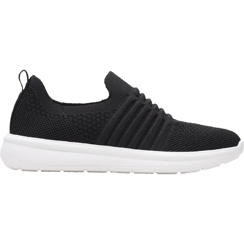 Women's Clarks Cloudsteppers Ezera Walk Black Knit Fabric Quilted Shoe Design  
