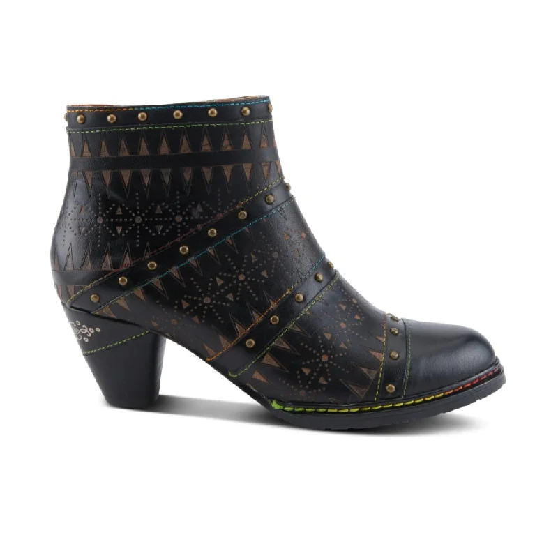 L'Artiste By Spring Step Women's Niobe - Black Multi Retro Plimsoll Style  
