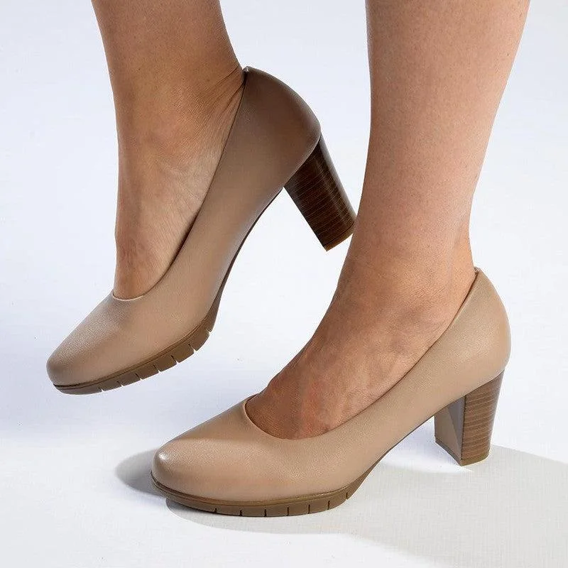 Soft Style By Hush Puppies Sian Block Heel - Nude Quilted Shoe Design  