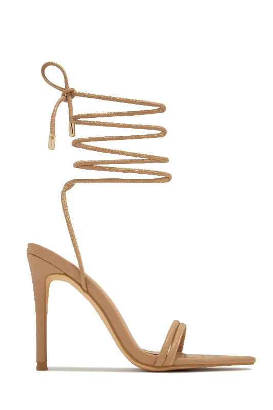 Anisah Lace Up High Heels - Nude Rubber - Sole Plimsoll Look  
