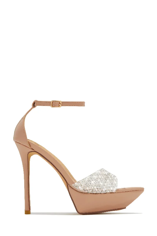 Sweet Fatale Embellished Platform Heels - Nude Neon - Accent Sneaker Look  