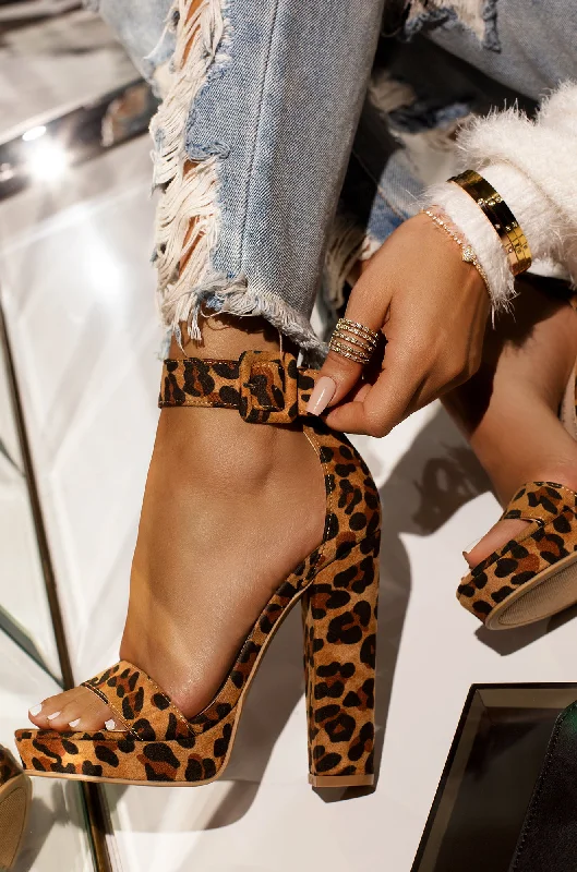 New Limits Platform Block Heels - Leopard Monochromatic Shoe Look  