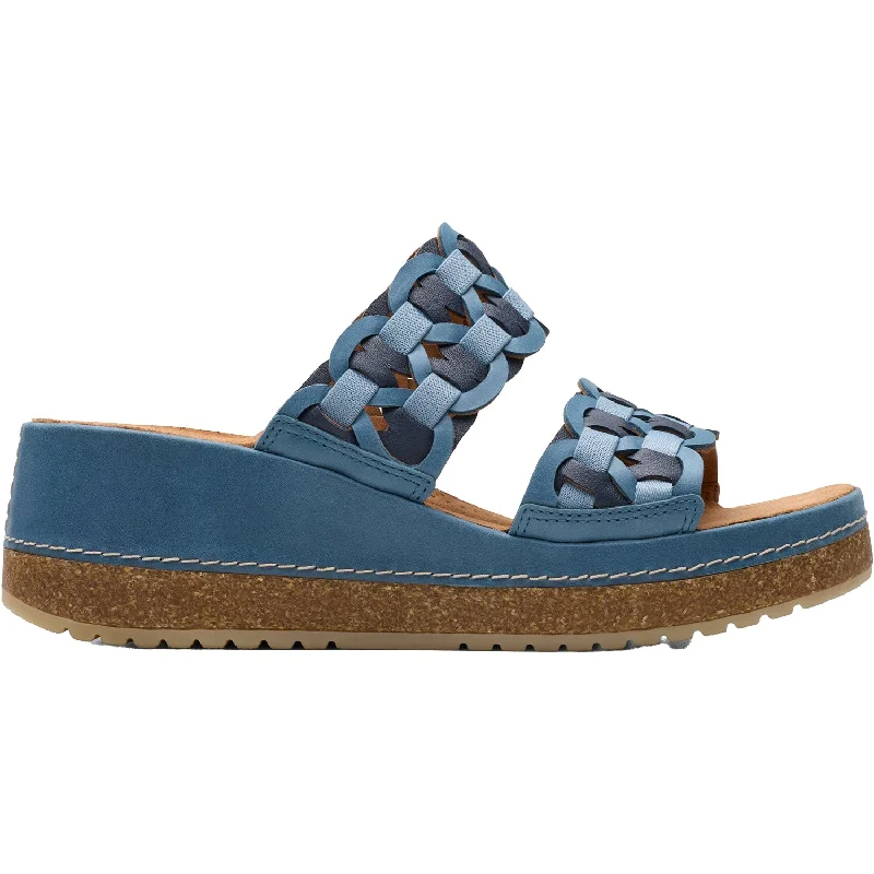 Women's Clarks Kassanda Mule Blue Combi Leather/Synthetic Skateboarding Sneaker Style Women's Clarks Kassanda Mule Blue Combi Leather/Synthetic Skateboarding Sneaker Style