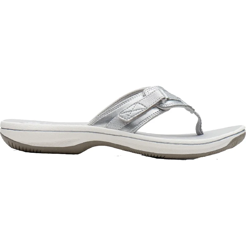 Women's Clarks Cloudsteppers Breeze Sea H Silver Synthetic Hip - Hop Sneaker Style  