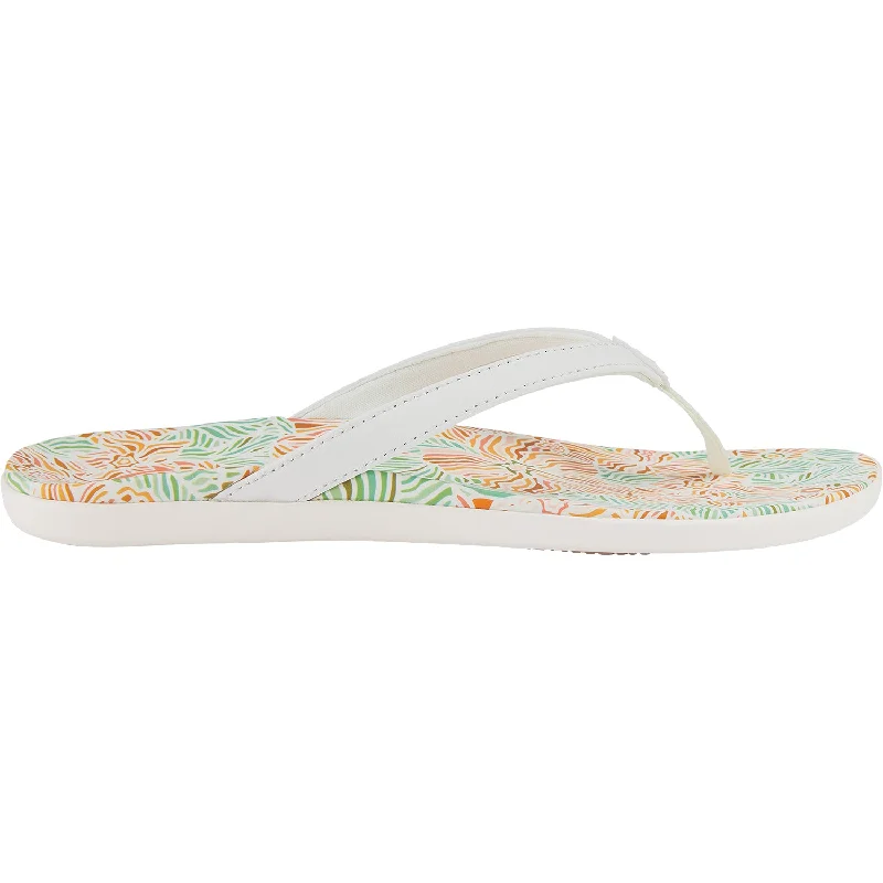 Women's OluKai Ho'opio Hau White/Hau Synthetic Casual Loafer Style          