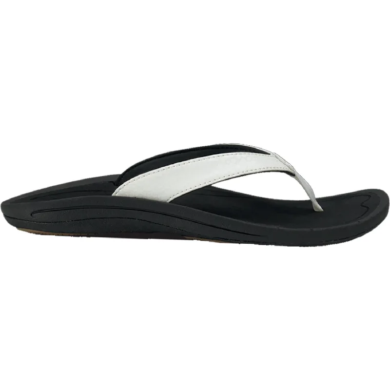 Women's OluKai Kulapa Kai White/Black Synthetic Two - Tone Shoe Design  