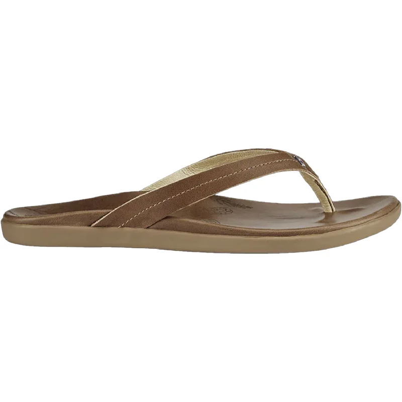Women's Olukai Honu Tan/Tan Leather Buckle -