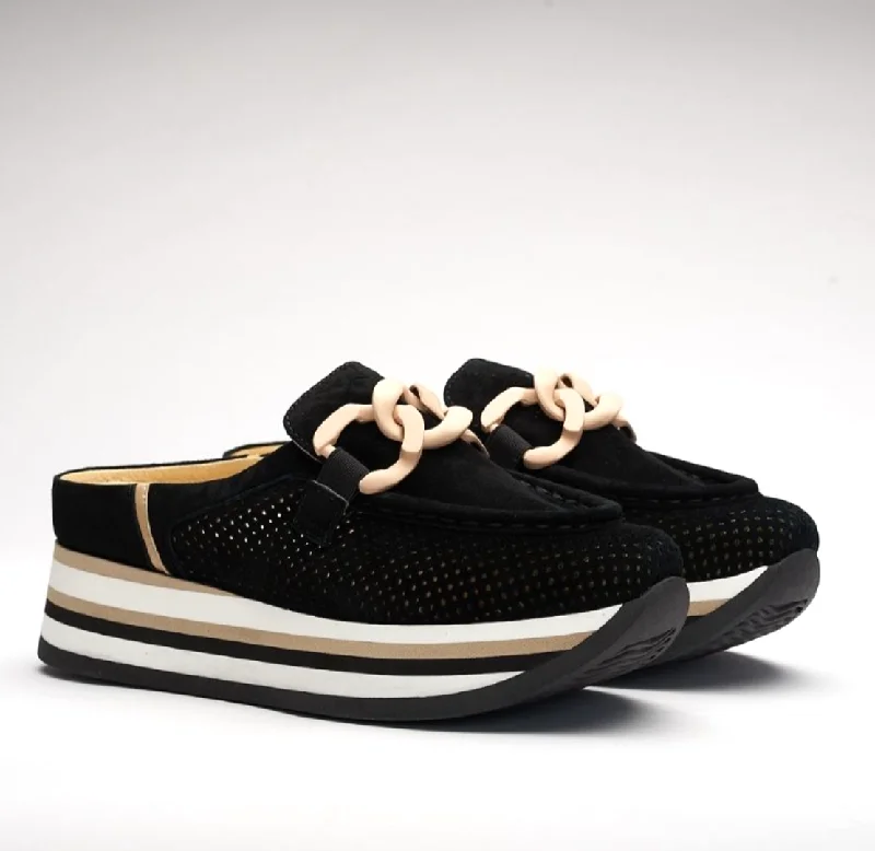 CARLISA BLACK SUEDE Two - Tone Shoe Design  