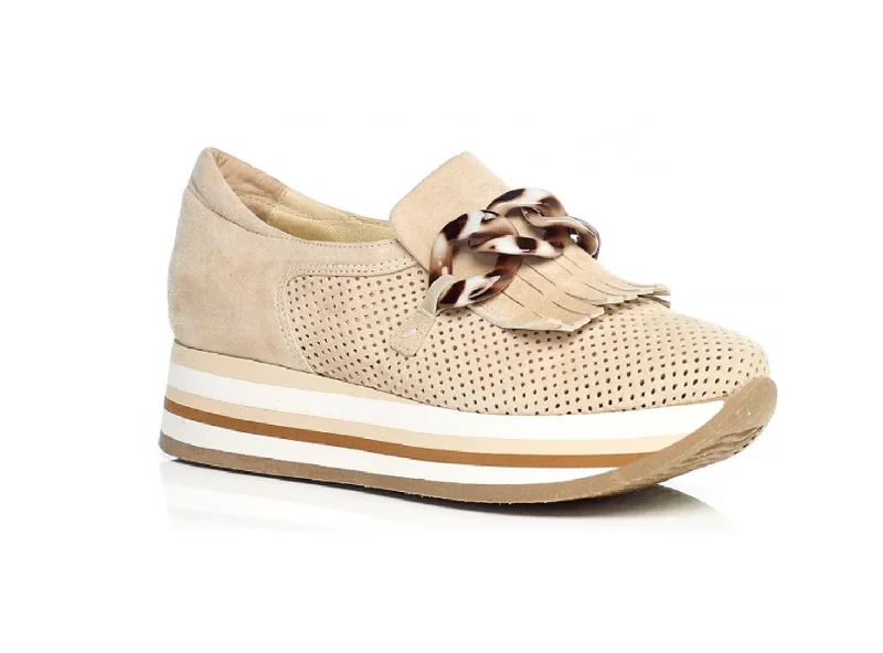 CADIE TASSEL LOAFER CAMEL SUEDE Strap - Up Sandal Resort Style  