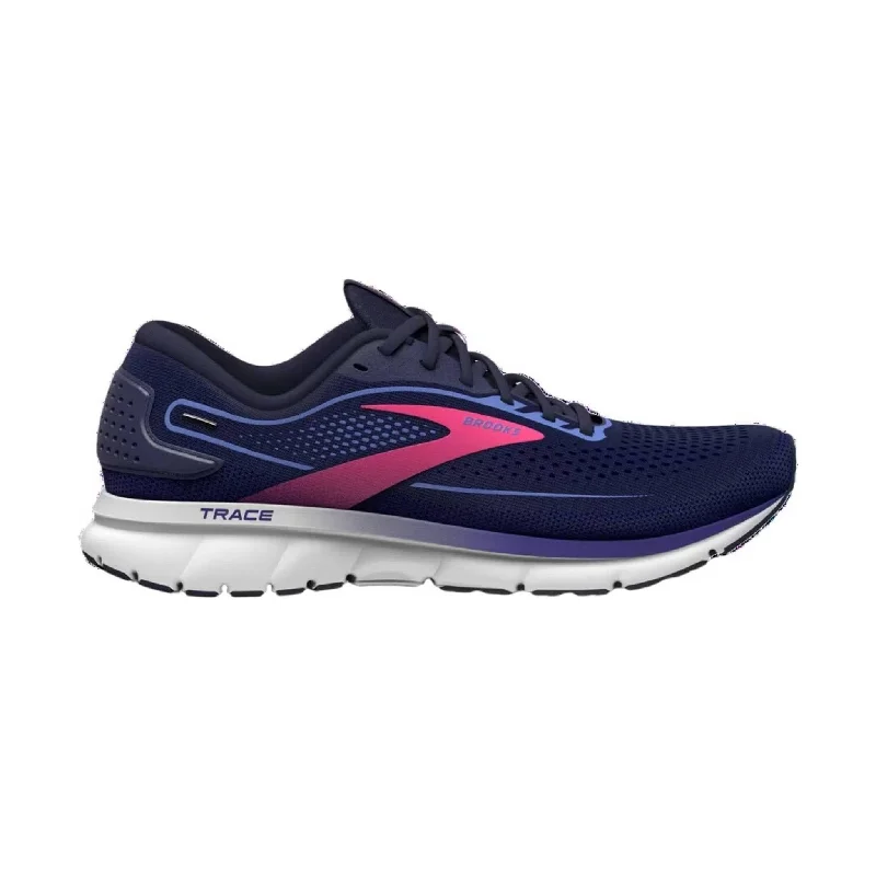 Brooks Women's Trace 2 Road Running Shoes - Peacoat/Blue/Pink Open - Lacing Derby Look  